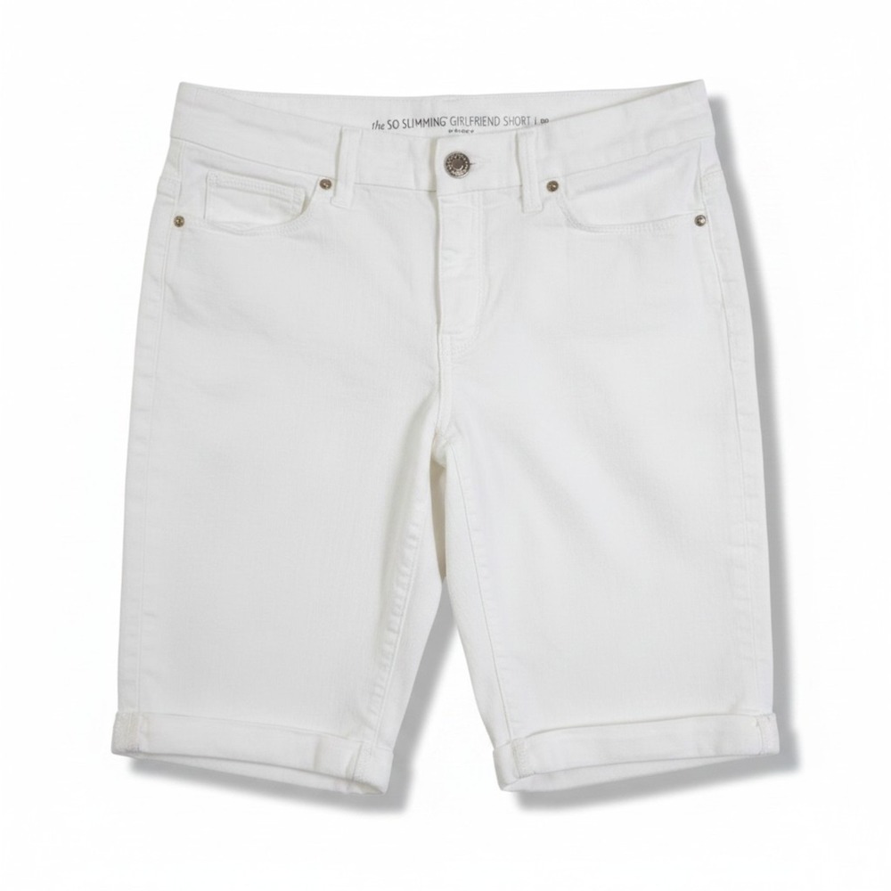 Chicos Jean Shorts Womens 00 US 2 White The So Slimming Girlfriend Bermuda Denim